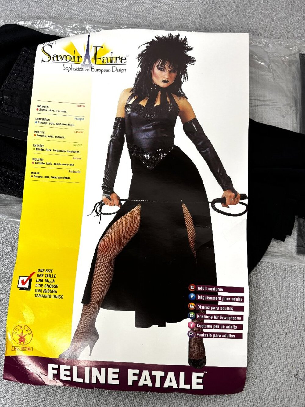 Rubie’s Savoir Faire Feline Fatale Blk corset - skirt - gloves Costume NWT NOS